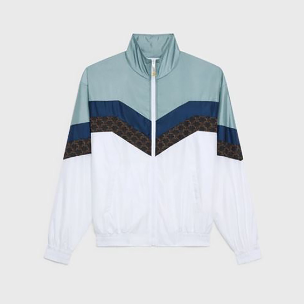 Front view of Celine Women Windbreaker with Monogram in Nylon-White