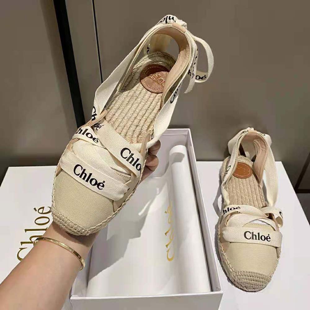 Chloe Women Lngrid Lace-up Espadrilles in Canvas and Calfskin - image 4