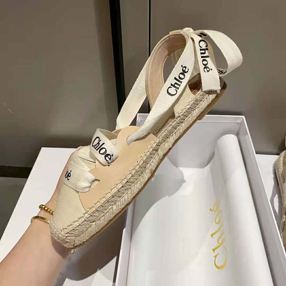 Chloe Women Lngrid Lace-up Espadrilles in Canvas and Calfskin - image 7