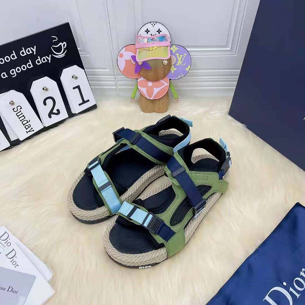 Top view showing neoprene and khaki suede contrast on Dior Men Atlas Sandal