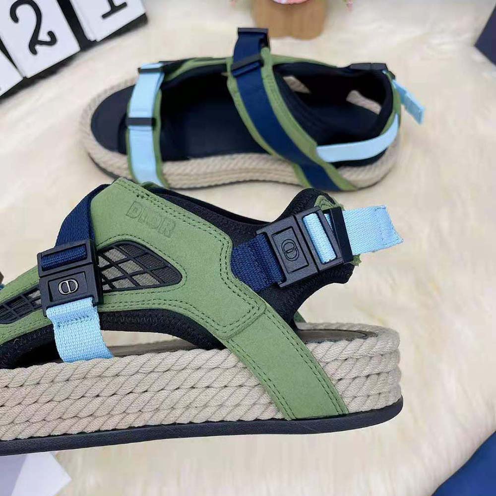 Dior Men Atlas Sandal Black Neoprene and Khaki Suede - image 10