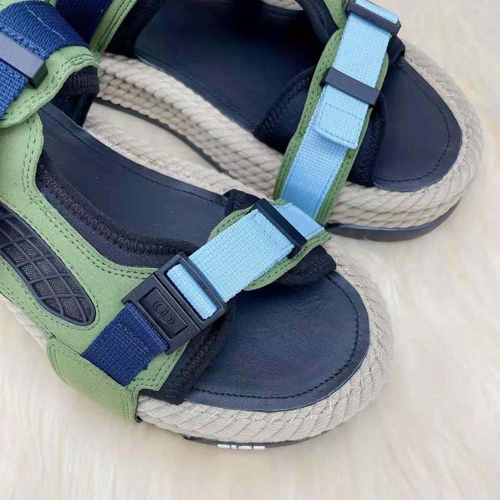 Dior Men Atlas Sandal Black Neoprene and Khaki Suede - image 9