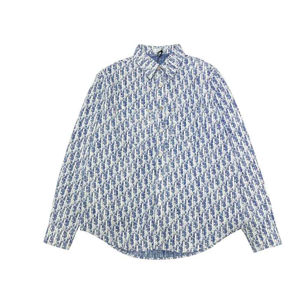 Dior Men Dior Oblique Overshirt Blue and White Cotton Denim - image 4