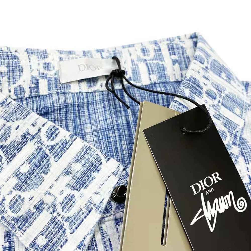 Dior Men Dior Oblique Overshirt Blue and White Cotton Denim - image 8