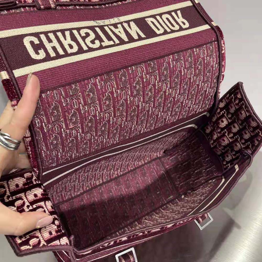 Dior Men Diorcamp Bag Dior Oblique Embroidery-Maroon - image 10