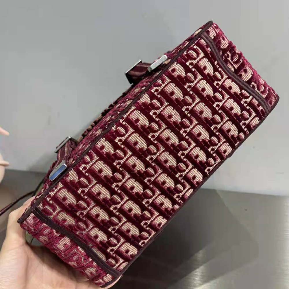 Dior Men Diorcamp Bag Dior Oblique Embroidery-Maroon - image 9