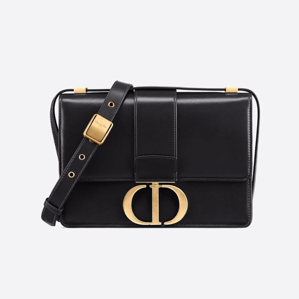 Front view of Dior Women 30 Montaigne Bag Des Vents Box Calfskin-Black