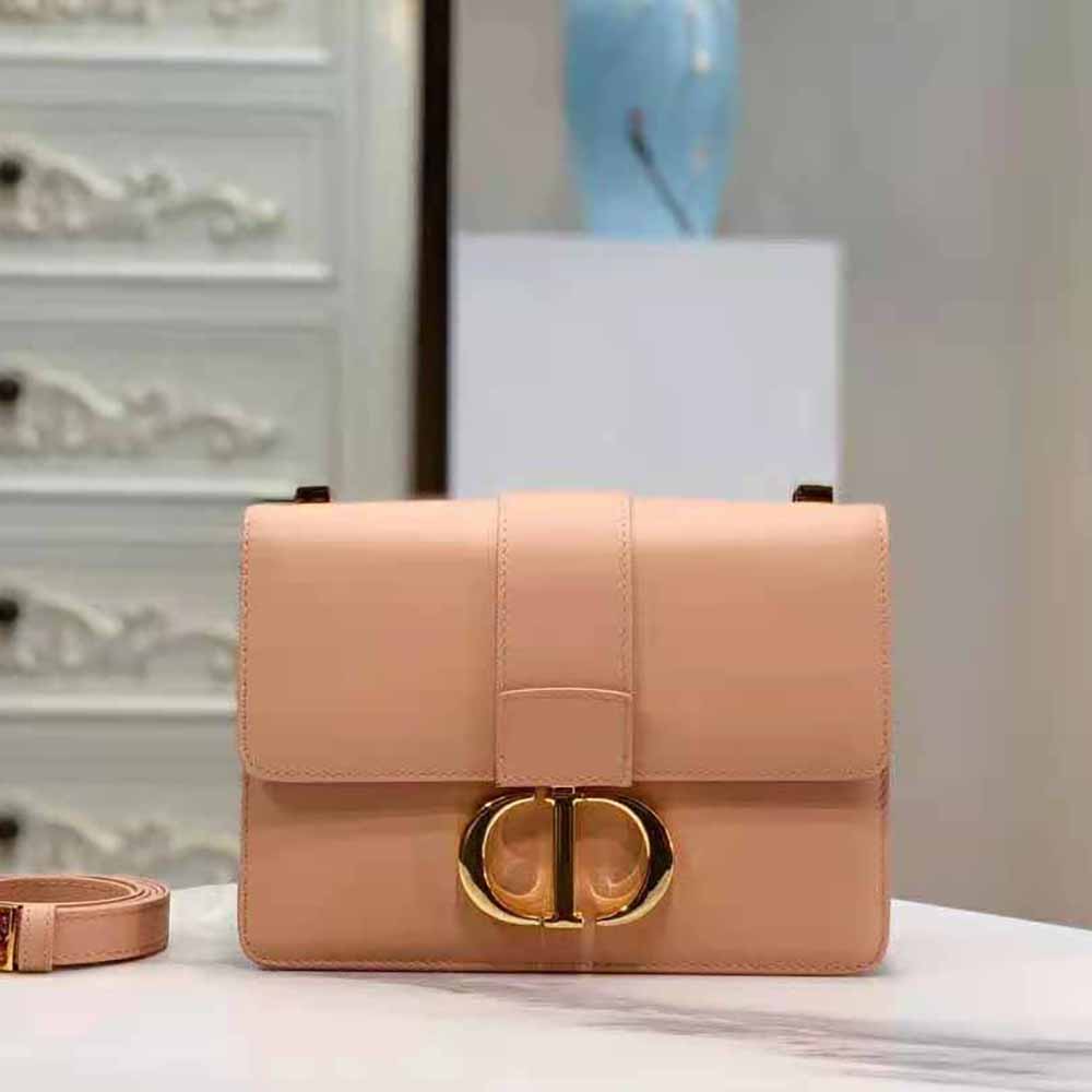 Close-up on silver hardware of Dior Women 30 Montaigne Bag Des Vents Box Calfskin-Pink