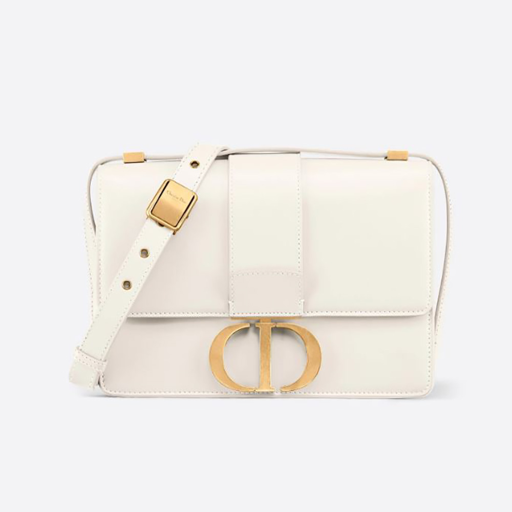 Front view of Dior Women 30 Montaigne Bag Des Vents Box Calfskin-White