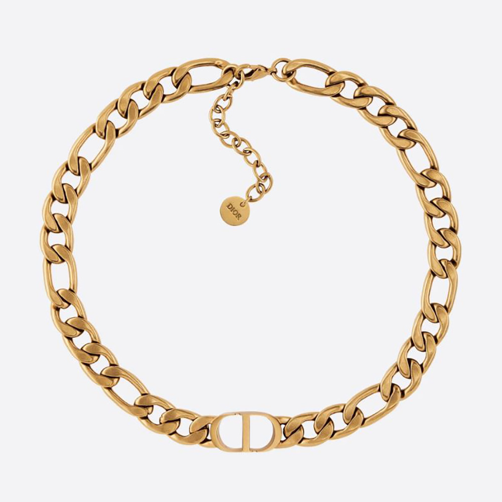 Front view of Dior Women 30 Montaigne Choker Antique Gold-Finish Metal
