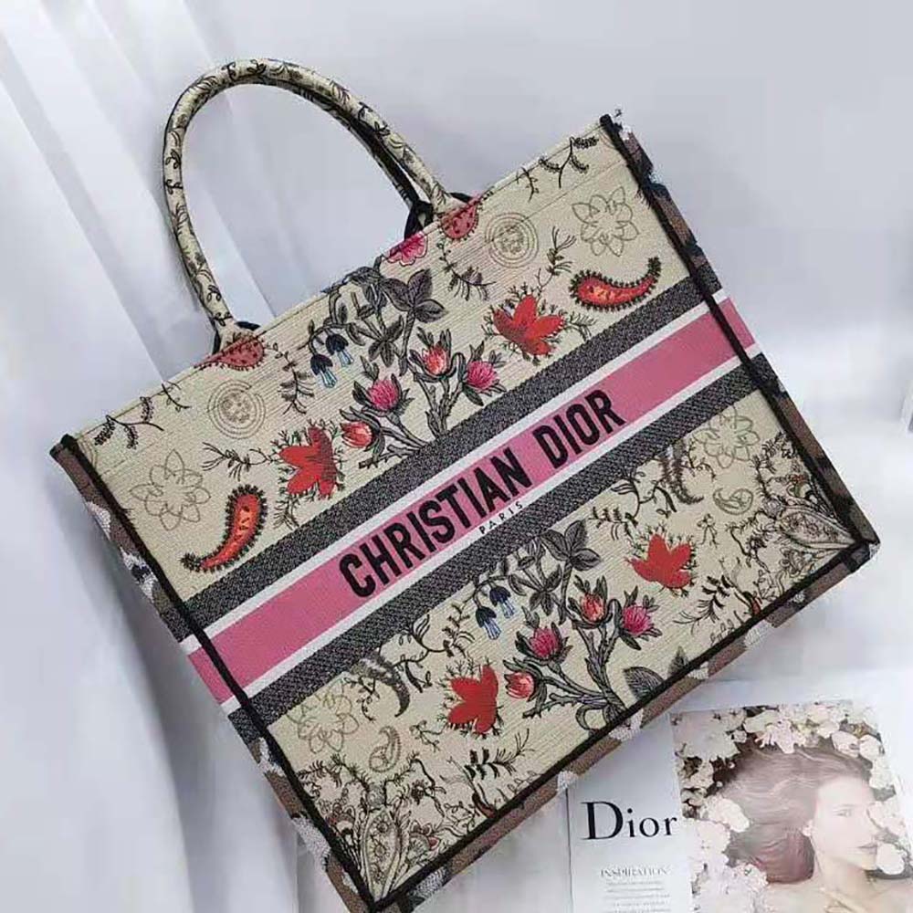 Side profile showing spacious interior of Dior Women Book Tote