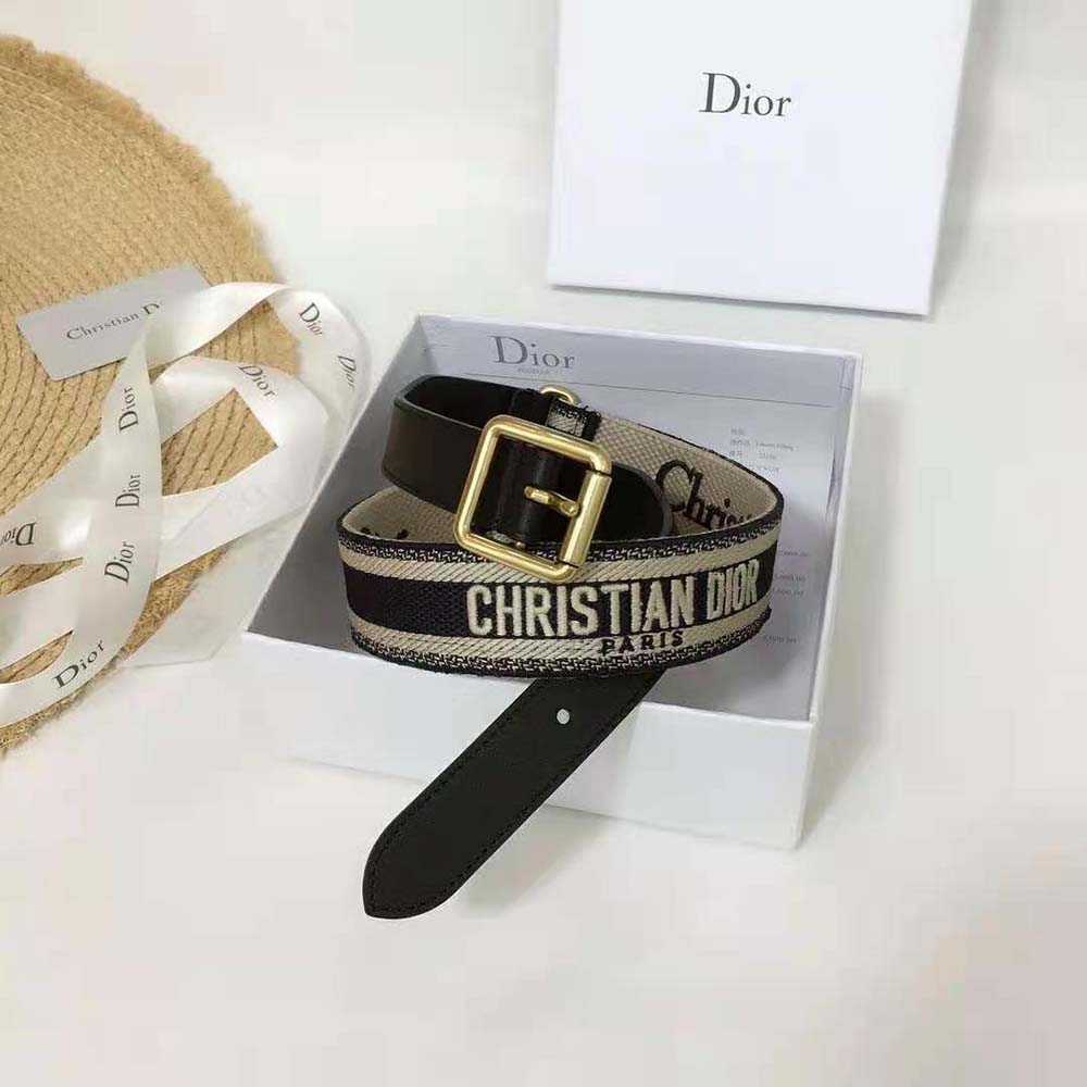 Close-up of silver-tone buckle on Dior Women Christian Dior Belt