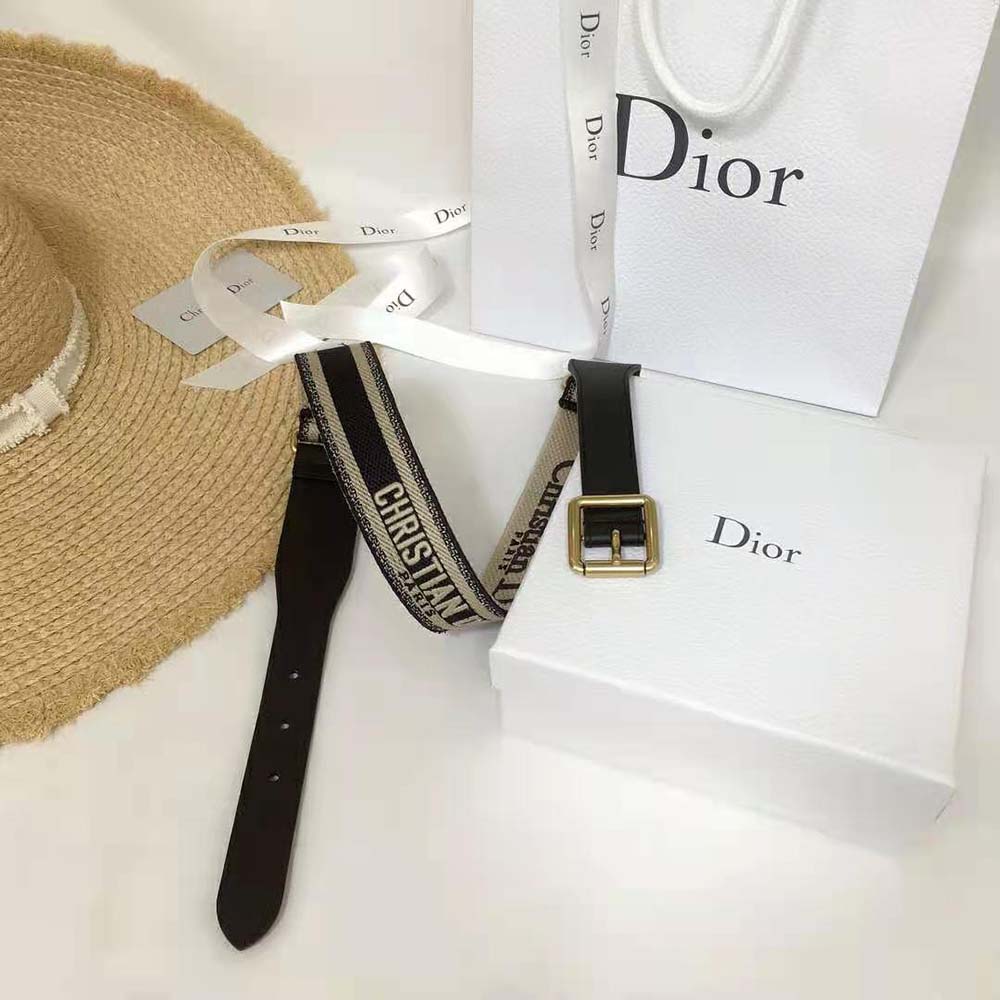 Dior Women Christian Dior Belt Blue and Cream Christian Dior Embroidered Canvas - image 5