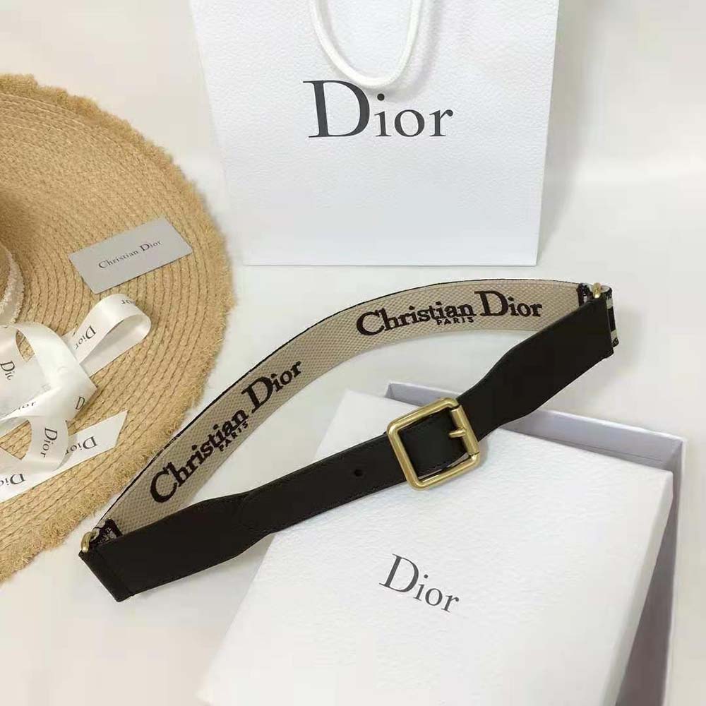 Dior Women Christian Dior Belt Blue and Cream Christian Dior Embroidered Canvas - image 4