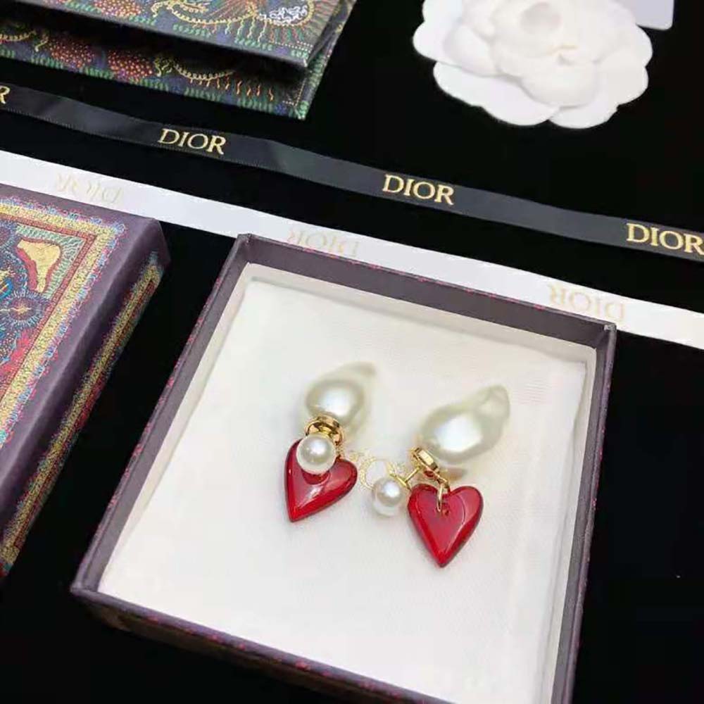 Side angle showing red pin closure on Dior Women Clair D Lune Brooch