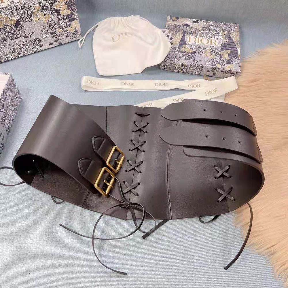 Dior Women D-Lace Corset Belt Black Smooth Calfskin 26 CM - image 6