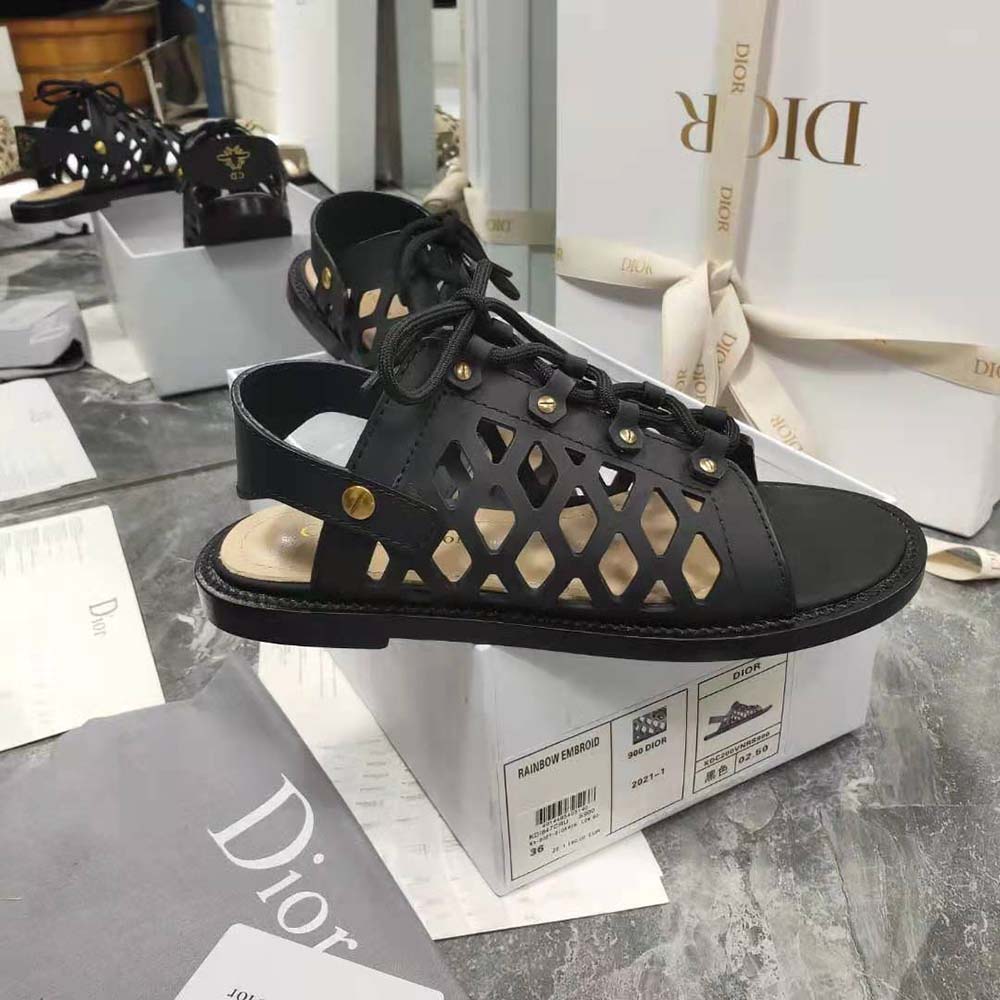 Dior Women D-Trap Sandal Black Matte Calfskin - image 9
