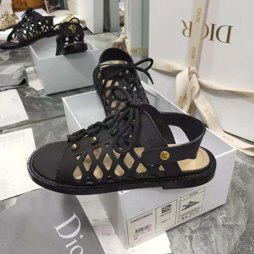 Dior Women D-Trap Sandal Black Matte Calfskin - image 8
