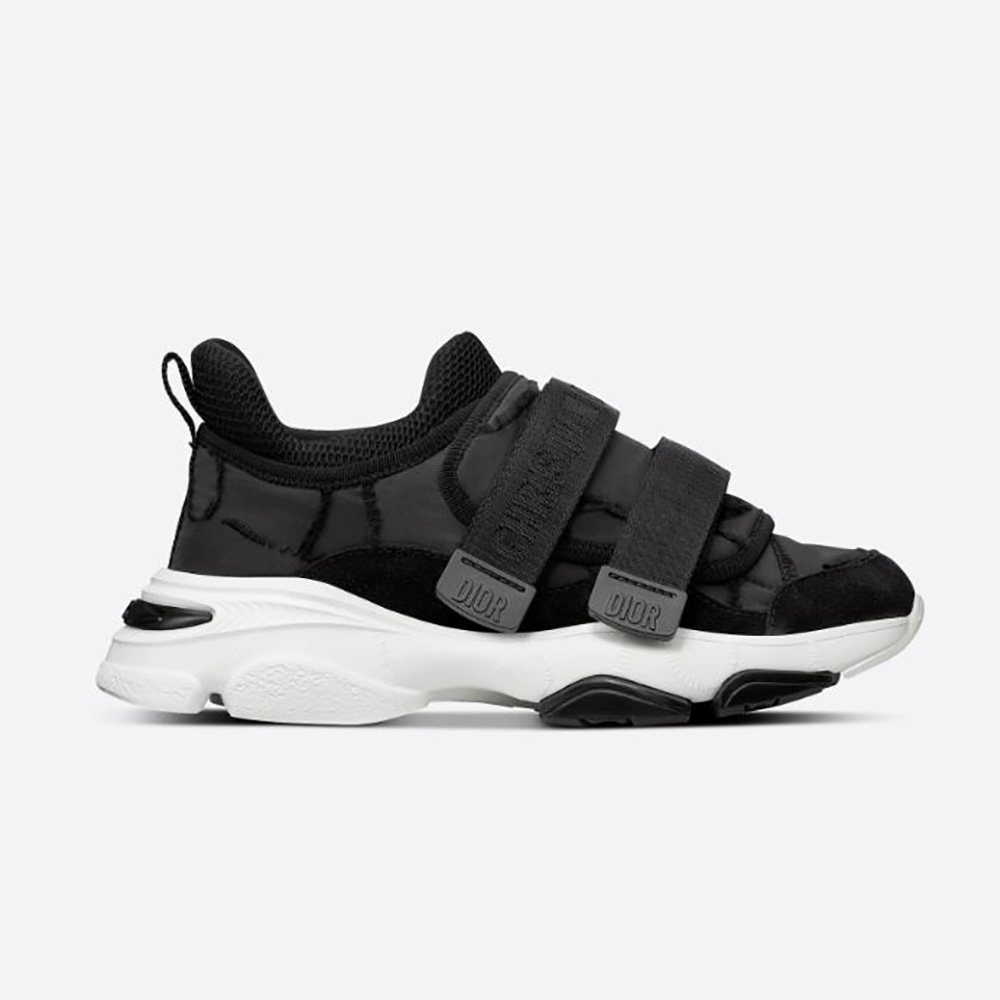 Side view of Dior Women D-Wander Sneaker Black Camouflage Technical Fabric