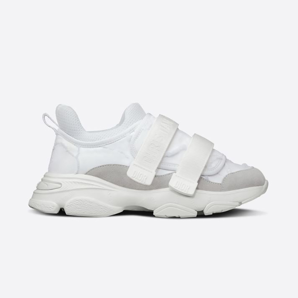 Side view of Dior Women D-Wander Sneaker White Camouflage Technical Fabric