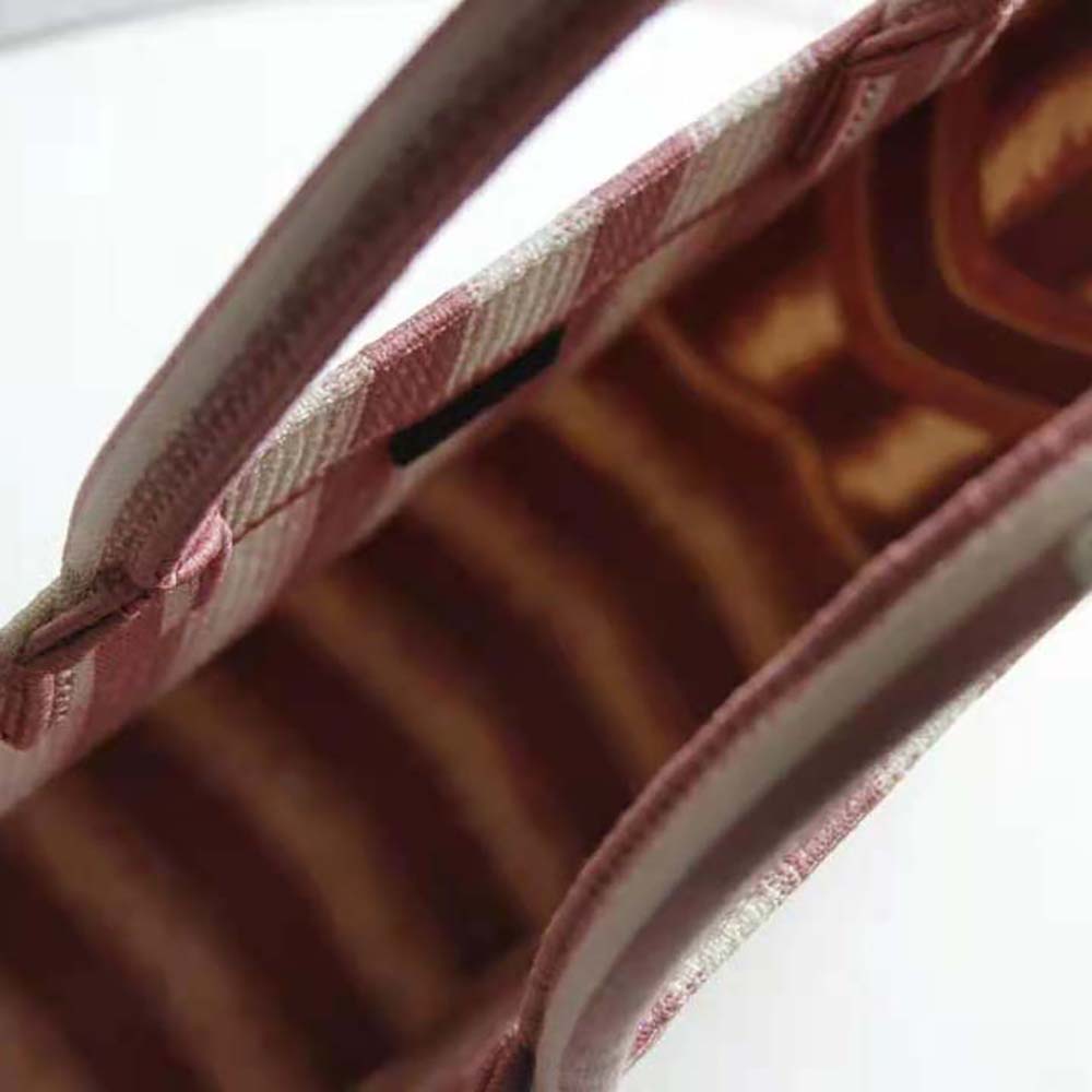 Dior Women Dior Book Tote Pink D-Stripes Embroidery - image 6