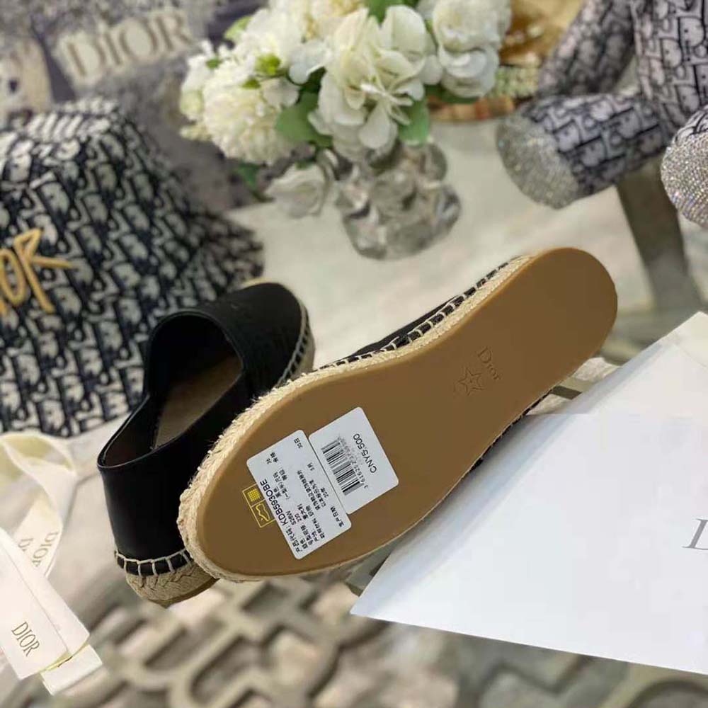 Dior Women Dior Granville Espadrille Black Embossed Lambskin - image 8