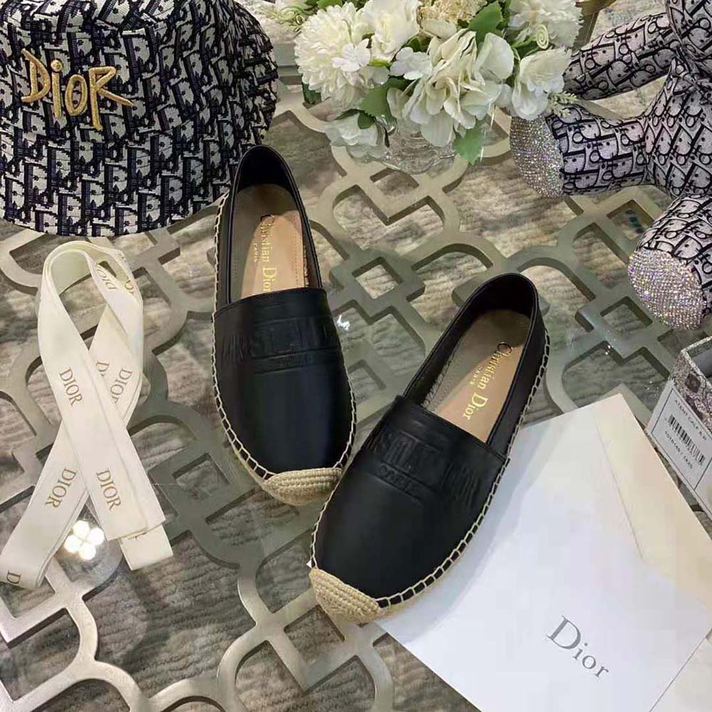 Dior Women Dior Granville Espadrille Black Embossed Lambskin - image 4