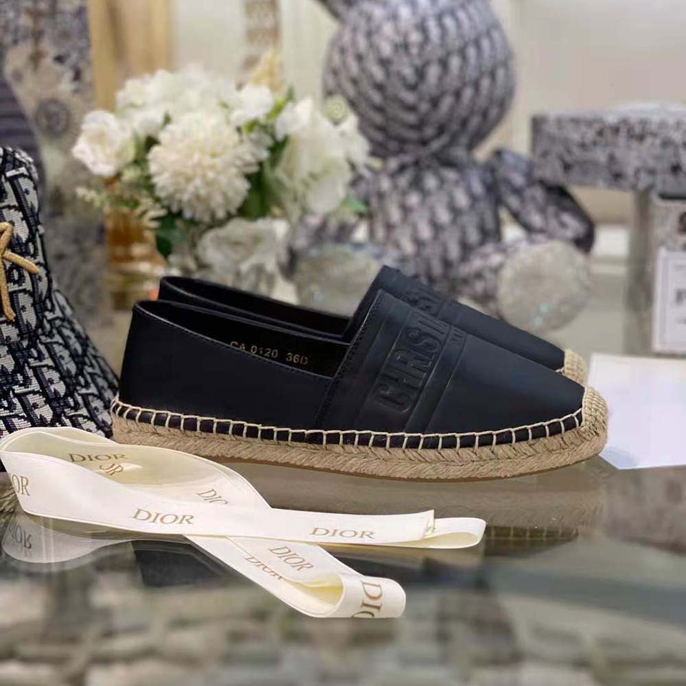 Dior Women Dior Granville Espadrille Black Embossed Lambskin - image 7