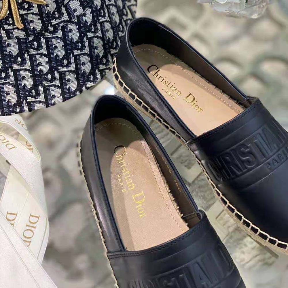 Dior Women Dior Granville Espadrille Black Embossed Lambskin - image 5