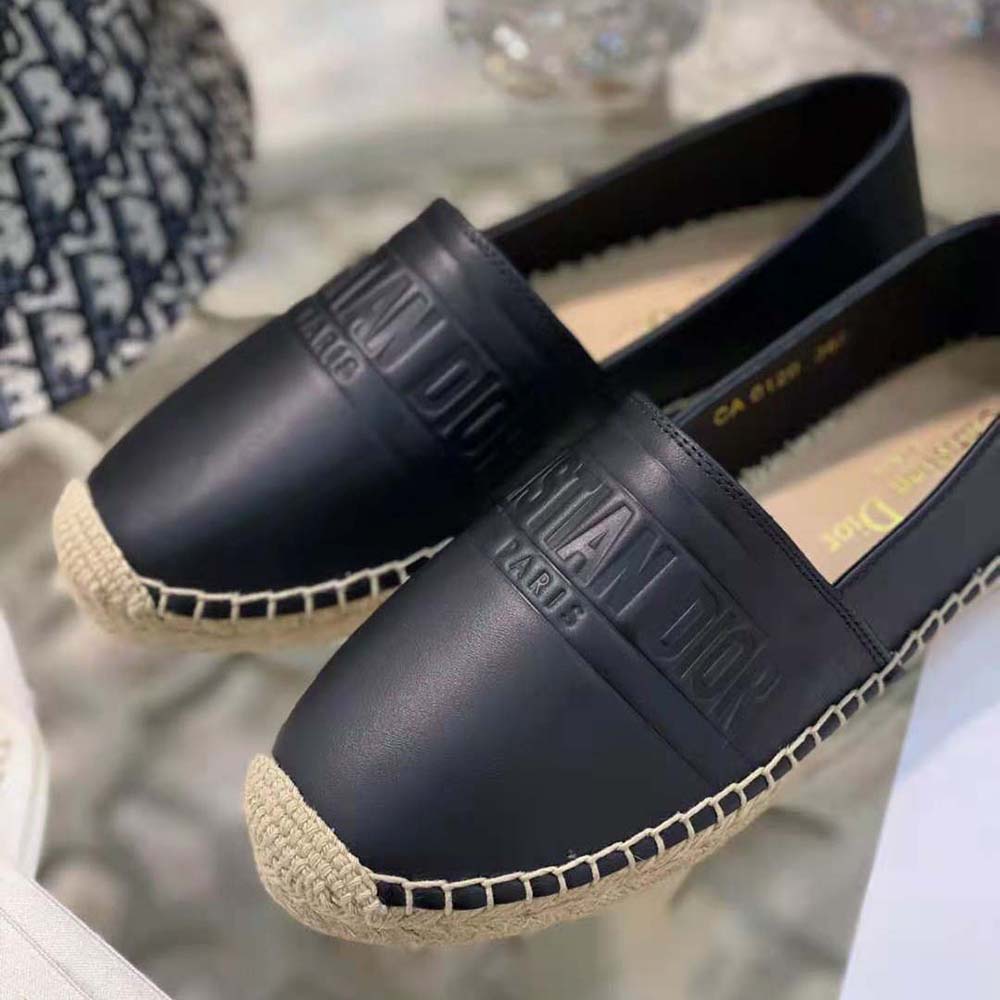 Dior Women Dior Granville Espadrille Black Embossed Lambskin - image 10