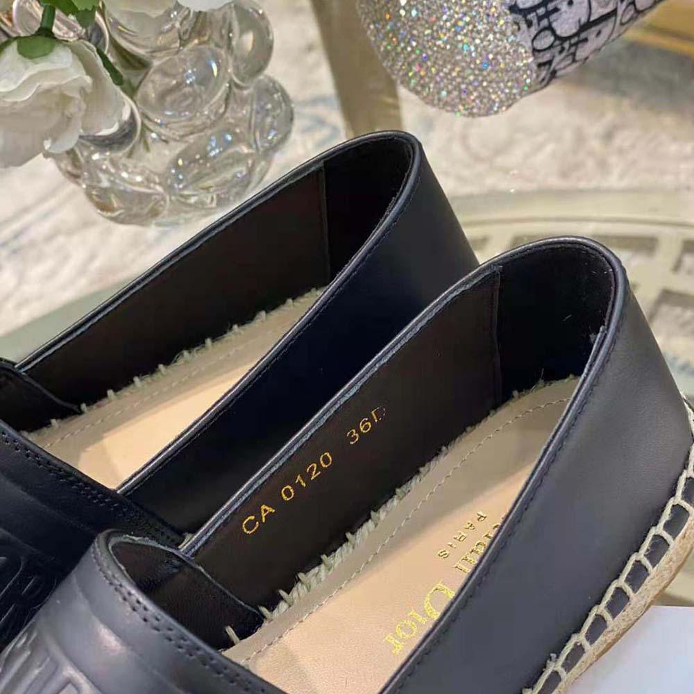 Dior Women Dior Granville Espadrille Black Embossed Lambskin - image 9