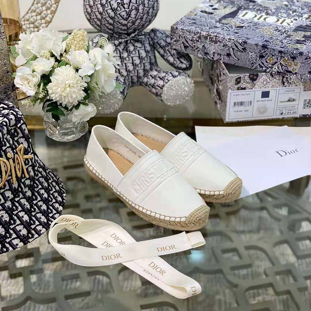 Top view showing slip-on design of Dior Women Dior Granville Espadrille White