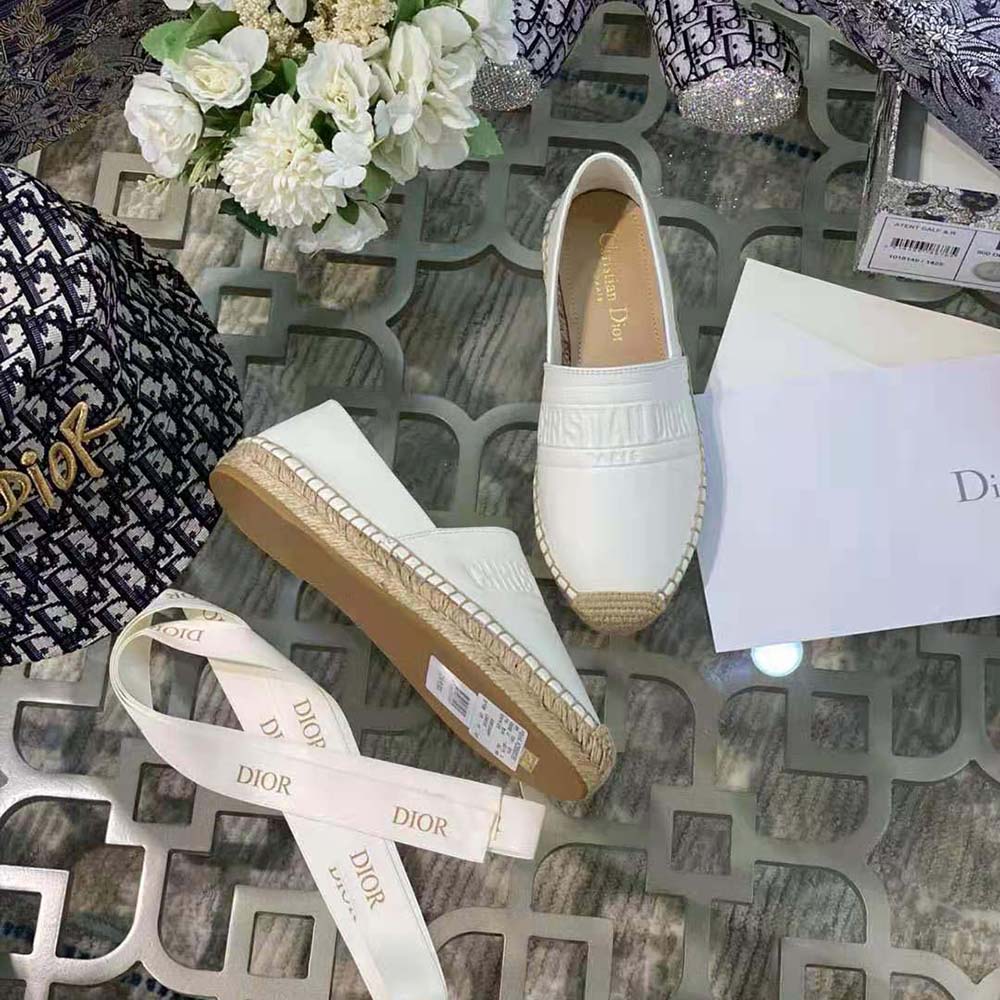 Dior Women Dior Granville Espadrille White Embossed Lambskin - image 6