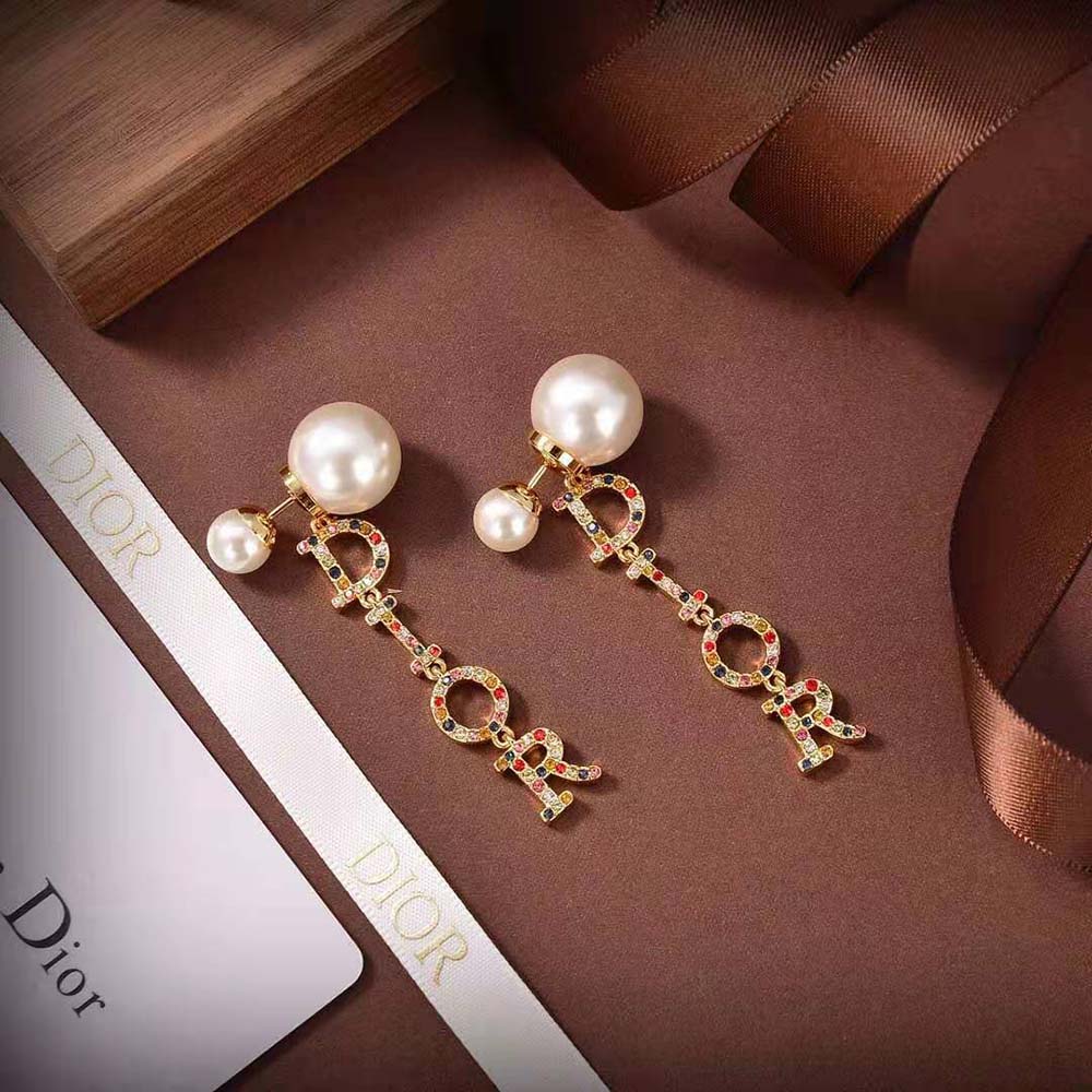Dior Women Dior Tribales Earrings Gold-Finish Metal White Resin Pearls - image 6
