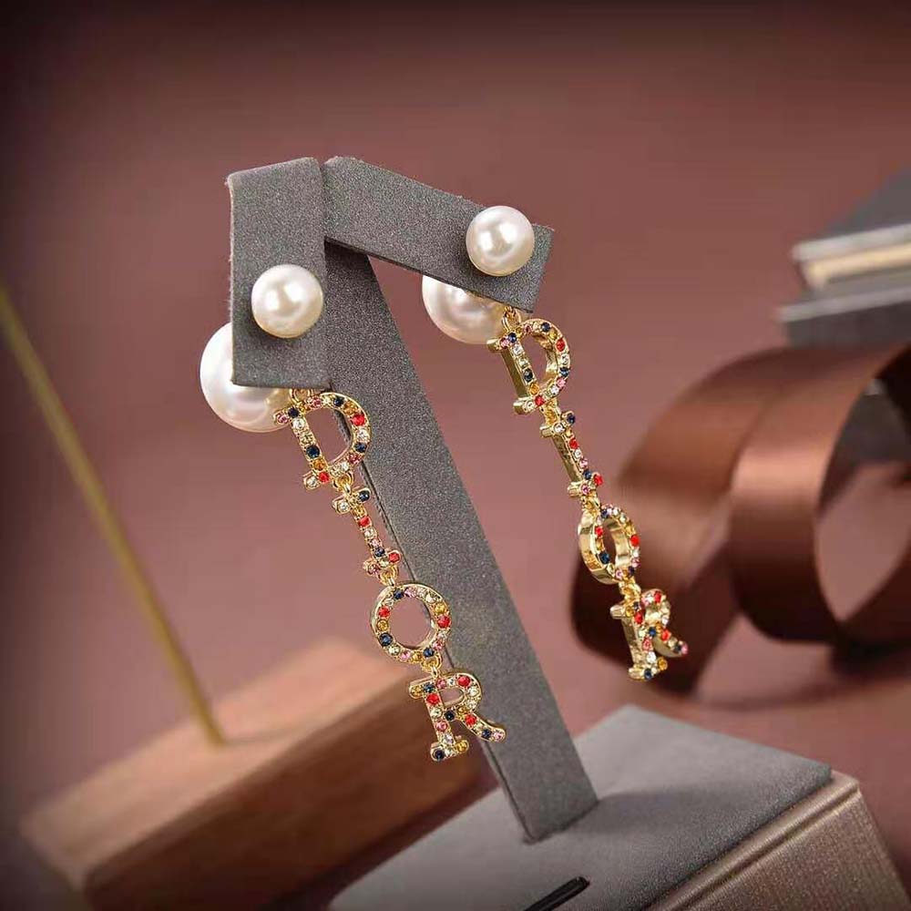 Dior Women Dior Tribales Earrings Gold-Finish Metal White Resin Pearls - image 4