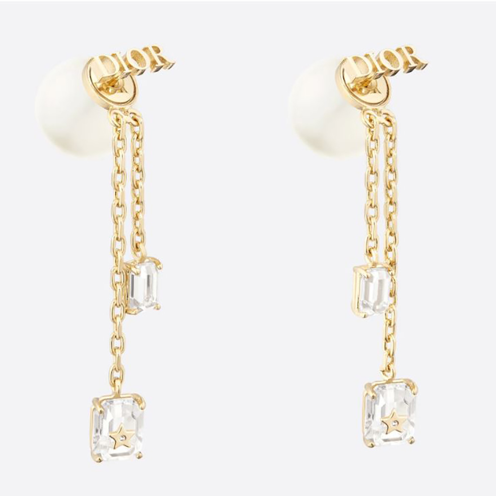 Front view of Dior Women Dior Tribales Earrings White Resin Pearls and White Crystals