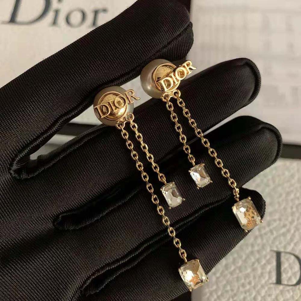 Dior Women Dior Tribales Earrings White Resin Pearls and White Crystals - image 5