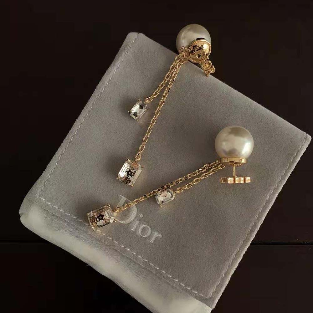 Dior Women Dior Tribales Earrings White Resin Pearls and White Crystals - image 4