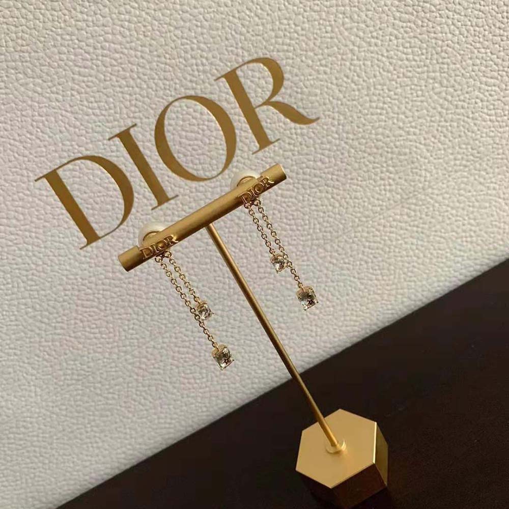 Side angle showing gold-tone finish on Dior Women Dior Tribales Earrings
