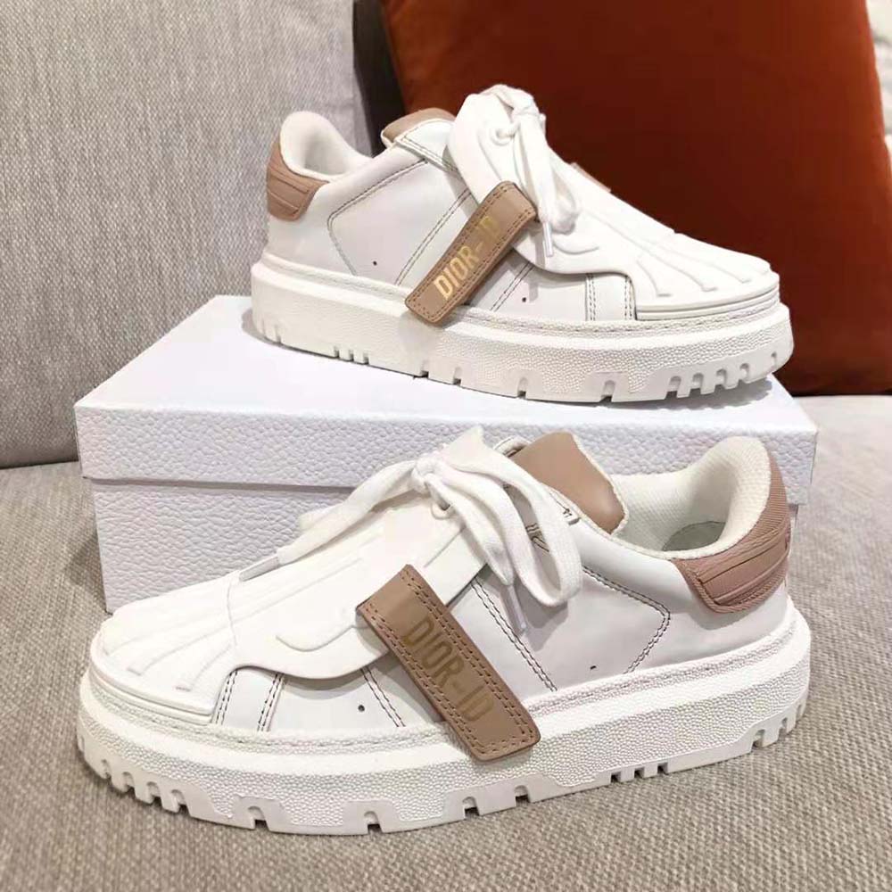 Top view showing lace-up closure and pink tones on Dior Women Dior-id Sneaker
