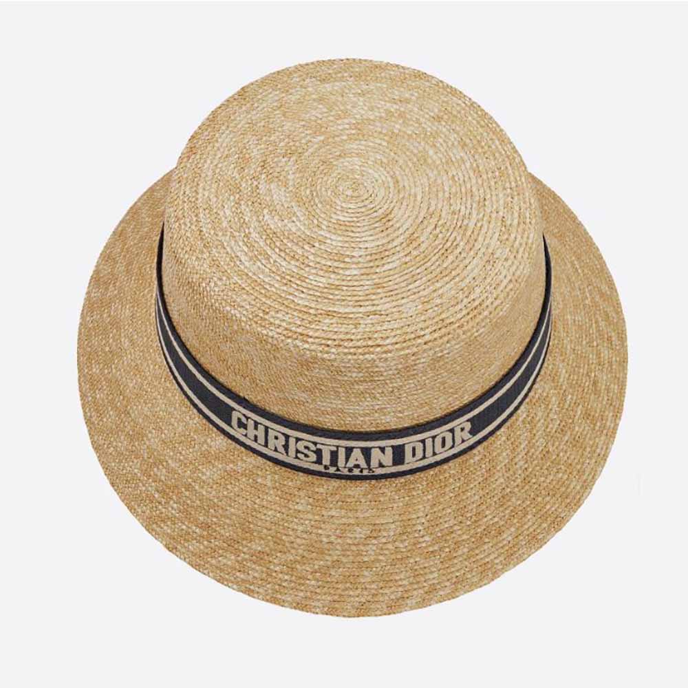 Front angle of Dior Women Dioresort Small Brim Hat natural straw