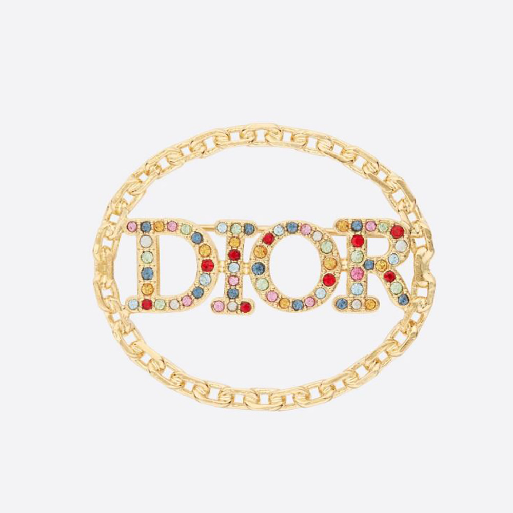 Close-up of Dior Women Diorevolution Brooch gold-finish metal and crystals