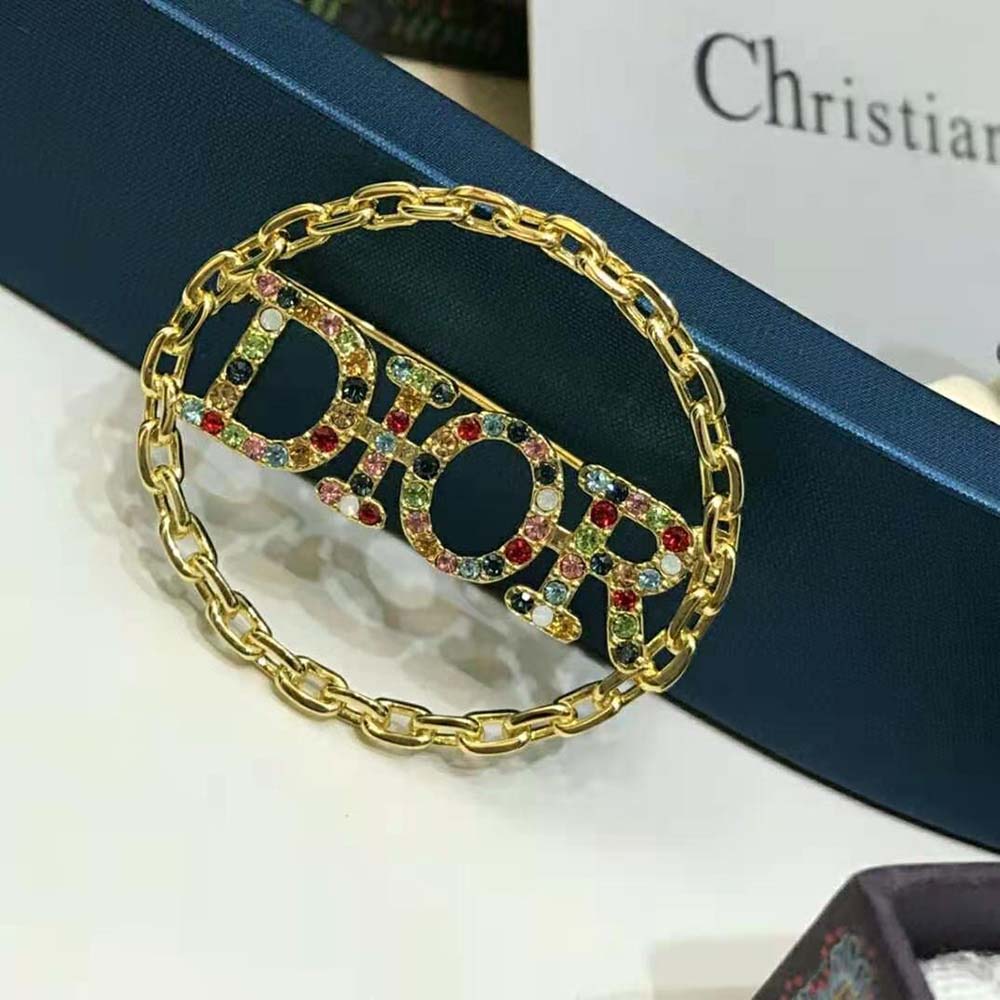 Dior Women Diorevolution Brooch Gold-Finish Metal and Multicolor Crystals - image 5