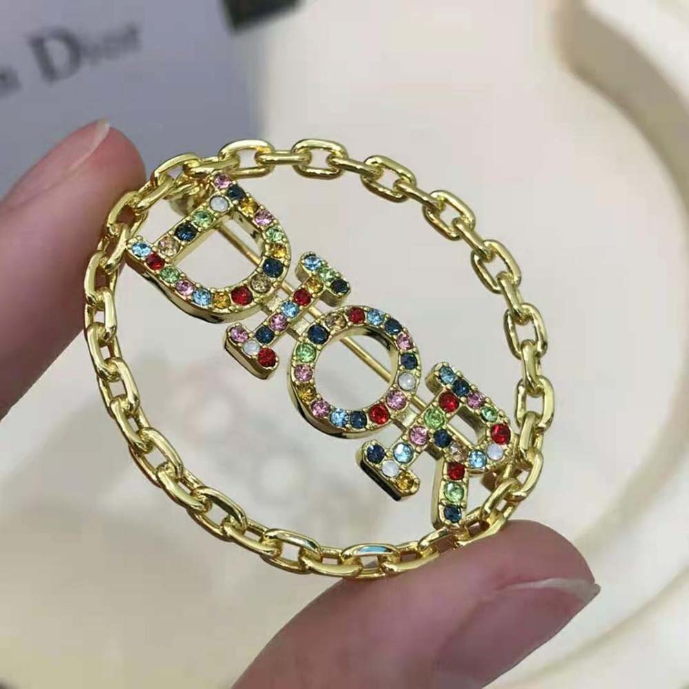 Dior Women Diorevolution Brooch Gold-Finish Metal and Multicolor Crystals - image 8