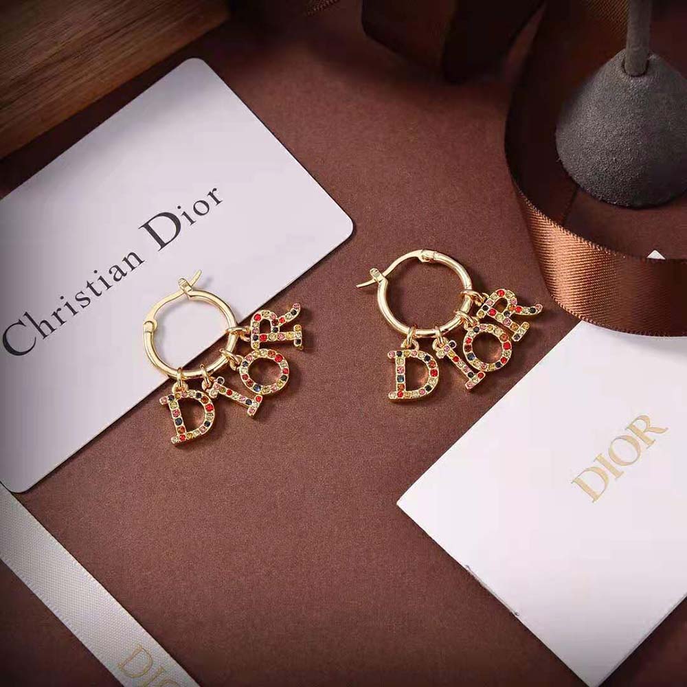 Dior Women Dio(r)evolution Earrings Gold-Finish Metal and Multicolor Crystals - image 6