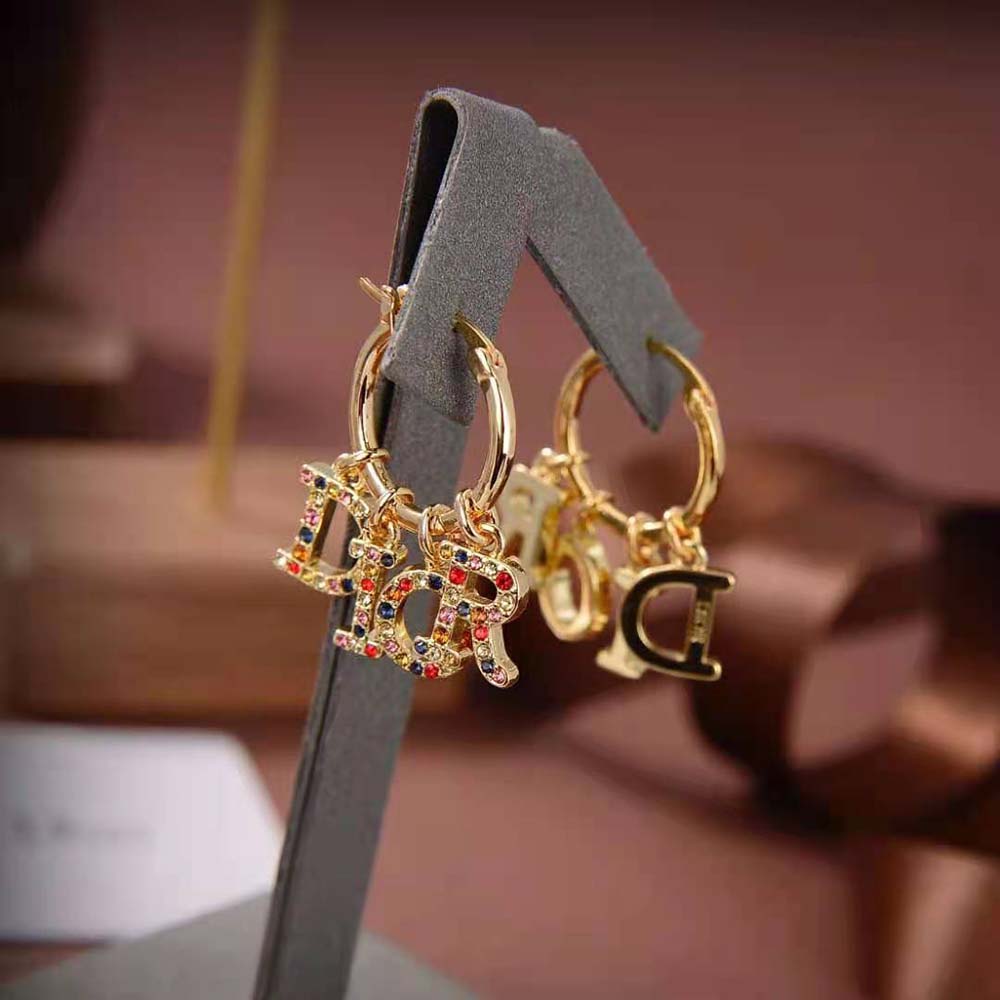 Dior Women Dio(r)evolution Earrings Gold-Finish Metal and Multicolor Crystals - image 5