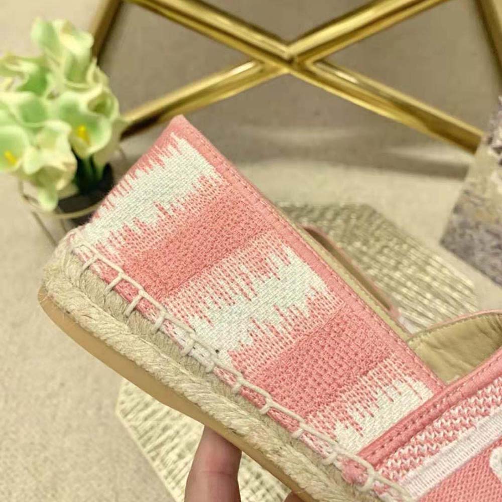 Dior Women Granville Eespadrille Dark Nude D-Stripes Embroidered Cotton - image 9