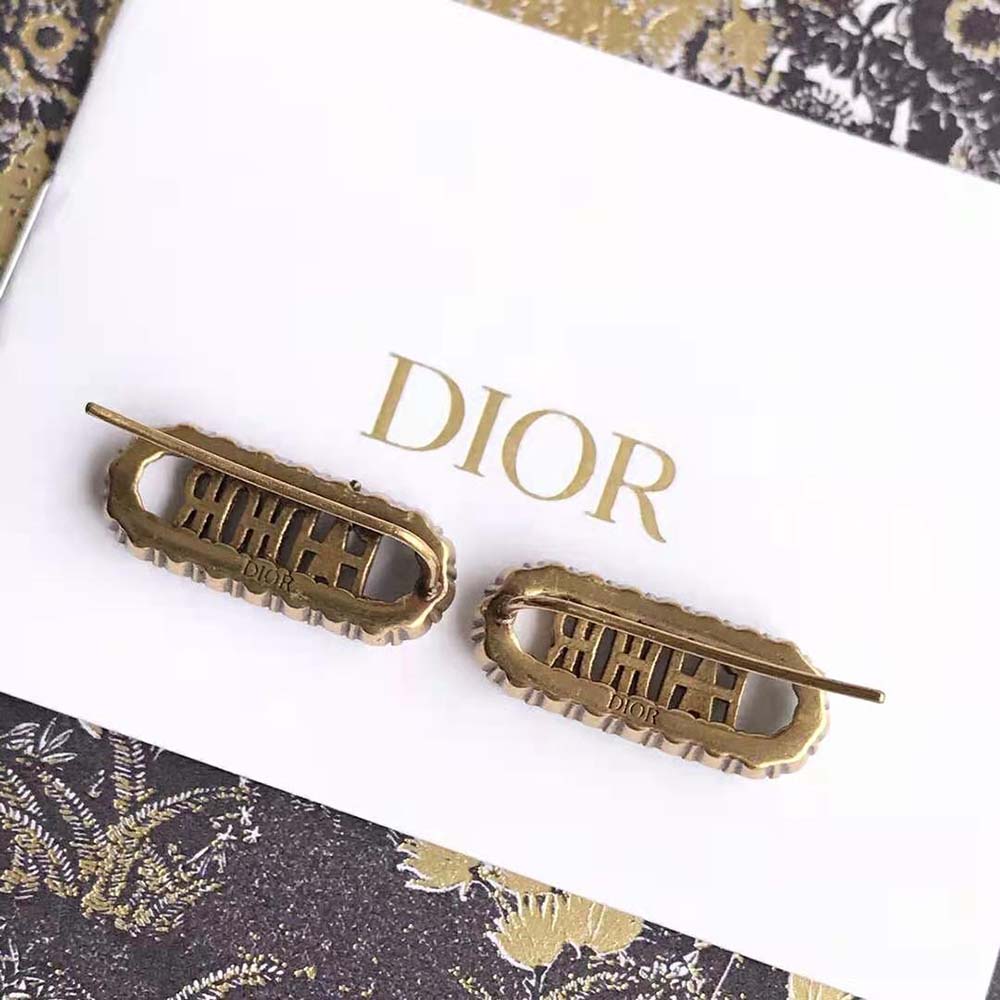 Dior Women J Adior Earrings Antique Gold-Finish Metal and White Resin Pearls - image 5