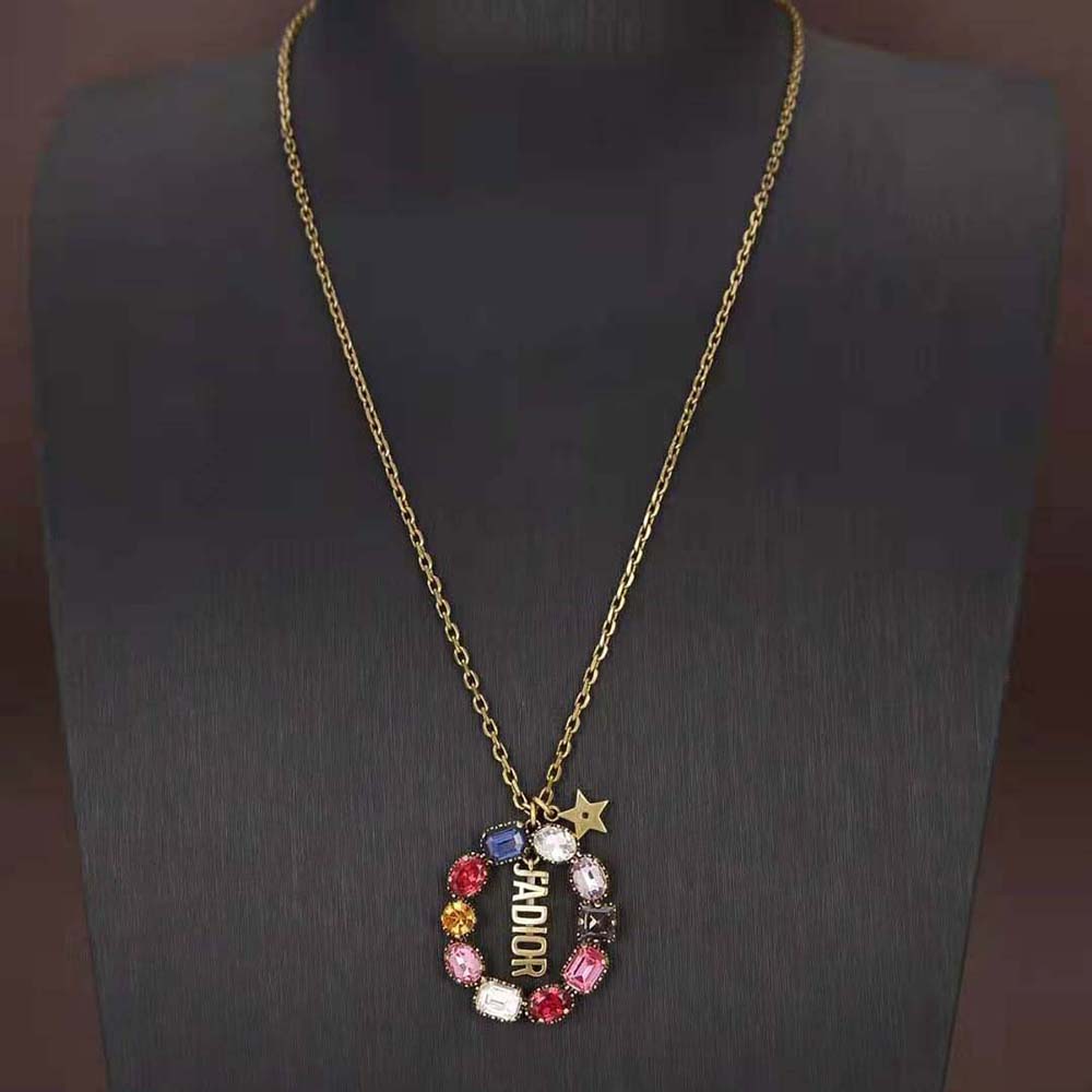 Dior Women J’Adior Necklace Antique Gold-Finish Metal and Multicolor Crystals - image 8