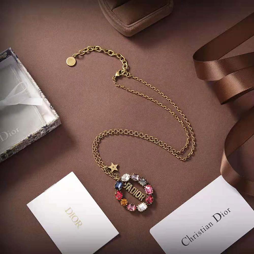 Dior Women J’Adior Necklace Antique Gold-Finish Metal and Multicolor Crystals - image 6